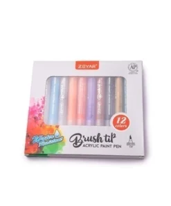 MULTIPAPER MARCADOR A VALVULA TINTA ACRILICA PUNTA PINCEL X 12 COLORES