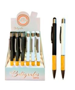 29100 Boligrafo metal Touch retractil blanco y negro