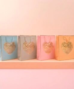 Bolsa de regalo grande color pastel c/corazon y destellos dorados 30x41,5x12cm 29470