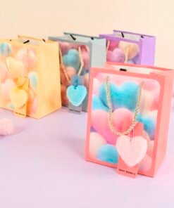 Bolsa de regalo Corazones pastel c/colgante 19x14,5x9,5cm 29475