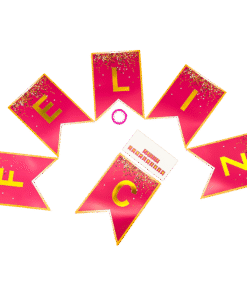 BANDERIN ESTAMPADO CONFETTI FELIZ CUMPLEA?OS FUCSIA X 1