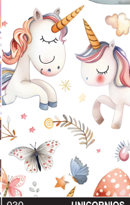 PEQUE PACK PAPEL DE REGALO 70*100CM *25UNID 70GRS PAPEL OBRA MOD:  UNICORNIOS