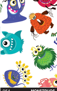 PEQUE PACK PAPEL DE REGALO 70*100CM *25UNID 70GRS PAPEL OBRA MOD:  MONSTRUOS