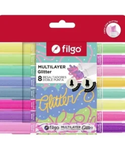 FILGO Resaltador creativo doble punta MULTILAYER / Estuche 8 glitter