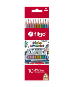 FILGO Lapices colores de madera PINTO / Estuche 10 metalizado