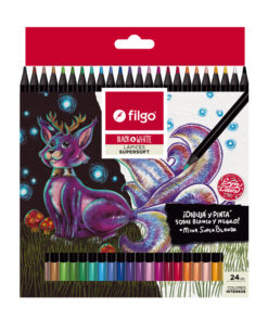 FILGO Lapices colores de madera BLACK & WHITE / Estuche 24 surtido