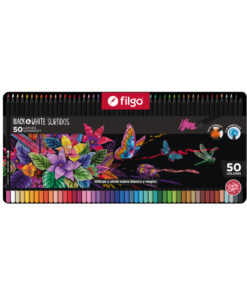 FILGO Lapices de colores de madera BLACK & WHITE/estuche metalico 50 surtido