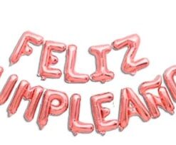GLOBO METALIZADO FELIZ CUMPLEA?OS FRASE IMPRENTA PACK X 1 U ROSA.GOLD