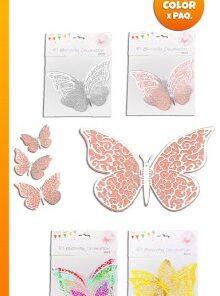 ADORNO MARIPOSA GIBREADA DOBLE COL SURT 6PCS