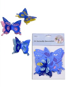 ADORNO MARIPOSA METALIZADO DOBLE AZUL PACK X 12