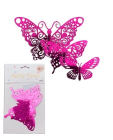 ADORNO MARIPOSA METALIZADO PACK DE X6 U FUCSIA MODELOS SURTIDOS