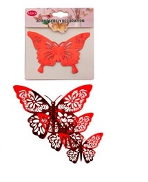 ADORNO MARIPOSA ROJO MOD SURTIDOS PACK 12 BLISTER
