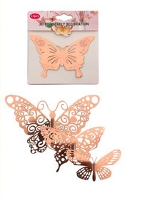 ADORNO MARIPOSA ROSA GOLD MOD SURTIDOS PACK 12 BLISTER