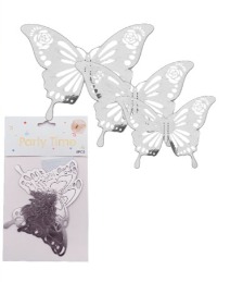 ADORNO MARIPOSA METALIZADO PACK DE X6 U PLATA MODELOS SURTIDOS