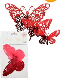 ADORNO MARIPOSA METALIZADO PACK DE X6 U ROJO MODELOS SURTIDOS