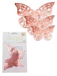 ADORNO MARIPOSA METALIZADO PACK DE X6 U ROSA GOLD MODELOS SURTIDOS