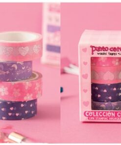 PUNTO CERO WASHI TAPES CON STAMPING CUTE PACK x4