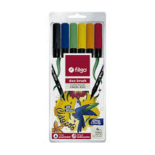 FILGO Marcador DUO BRUSH DOBLE PUNTA /  Estuche 6 clasico