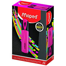 MAPED MARCADOR FLUO ROSA X12 CAJA DE CARToN