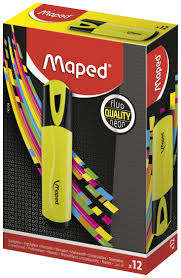 MAPED MARCADOR FLUO AMARILLO X12 CAJA CARToN