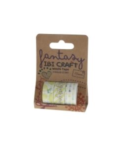 IBI CRAF WASHI TAPE DISPLAY 3 ROLLOS de 5mts "LEMMON"