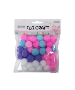 IBI CRAF POMPON 20MM X 50PCS COLORES PASTELES SURTIDOS