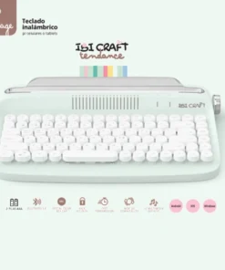 TECLADO IBICRAFT VINTAGE BLUETHOOT MINT