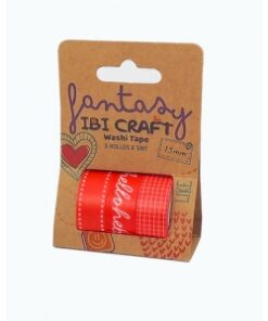 IBI CRAF WASHI TAPE DISPLAY 3 ROLLOS de 5mts "RED"