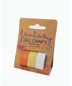 IBI CRAF WASHI TAPE DISPLAY 3 ROLLOS de 5mts "GLITTER"