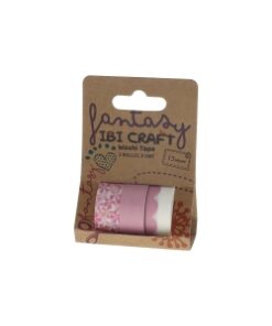 IBI CRAF WASHI TAPE DISPLAY 3 ROLLOS de 5mts "PINK"