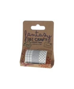 IBI CRAF WASHI TAPE DISPLAY 3 ROLLOS de 5mts "PATTERN"