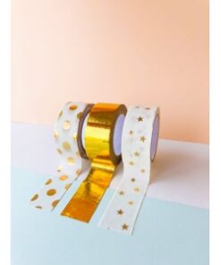 IBI CRAF WASHI TAPE DISPLAY 3 ROLLOS de 5mts "GOLD"